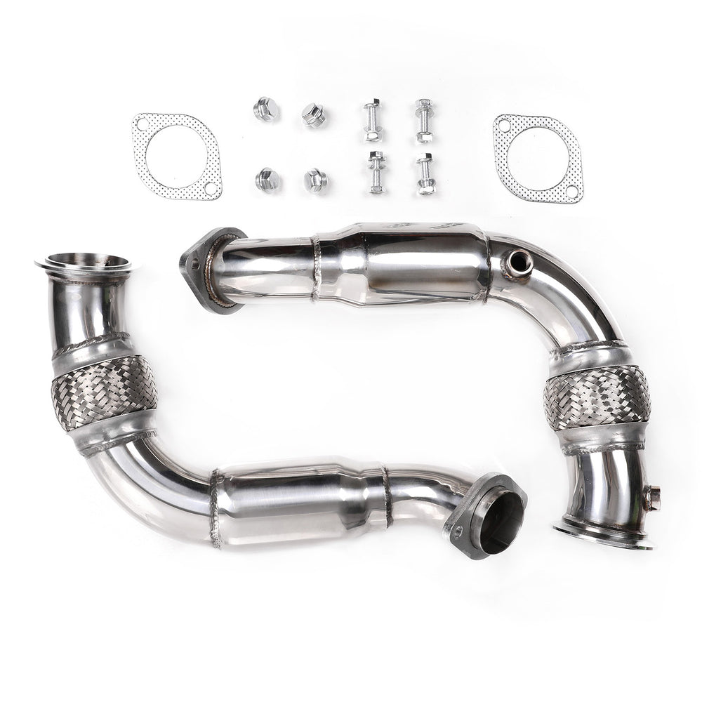 FAPO TURBO EXHAUST DOWNPIPE FOR 08-14 BMW 650i X6/X5/5/6/7-SERIES N63B44 4.4 V8