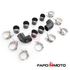2.5in 63mm Turbo Intercooler Pipe Kit Aluminum Polished Hose Clamp DIY black Universal FE559210