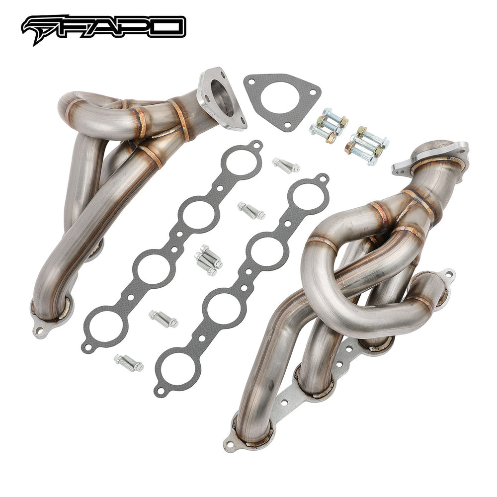 FE640170 FAPO Shorty Headers for 08-13 Chevy Silverado GMC Sierra 1500 5.3L V8 1-3/4 Primary 409SS