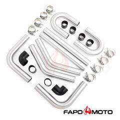 FE559210 2.5¡± 63mm Turbo Intercooler Pipe Kit Aluminum Polished Hose Clamp DIY black Universal