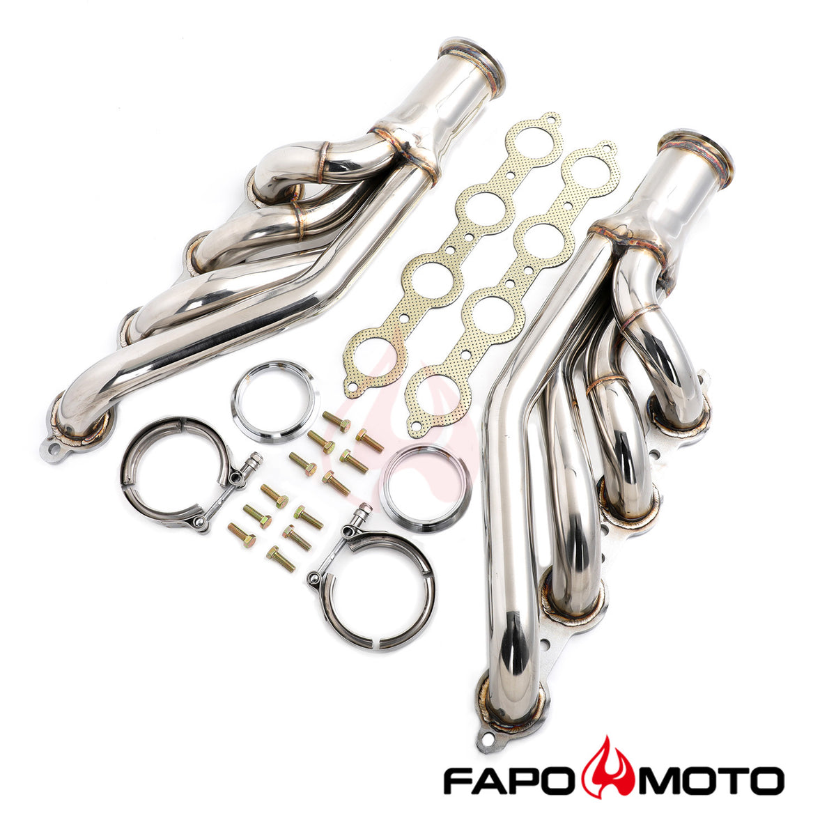 FE687430 Turbo Headers compatible with Chevy GM Small Block LSX LS1 LS6 1-7/8  304SS Up&Forward Camaro Caprice