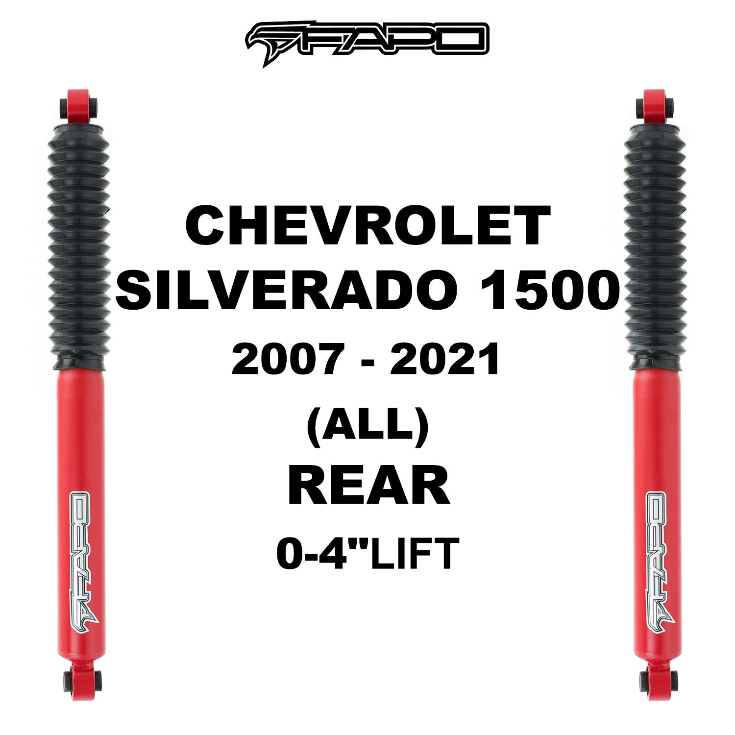 P1 Off-road Rear shock for CHEVROLET SILVERADO 1500 2007-2021 GMC SIERRA 1500 2007 - 2021 CHEVYROLET SILVERADO 1500 CLASSIC 2019-2019 GMC SIERRA 1500 CLASSIC 2019-2019 0-4" lift PA162010