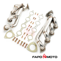 FE696120 Shorty Headers compatible with 03-06 Chevy GMC Silverado Sierra 1500HD 2500HD Tahoe Yukon Suburban Cadillac Escalade 6.0L V8
