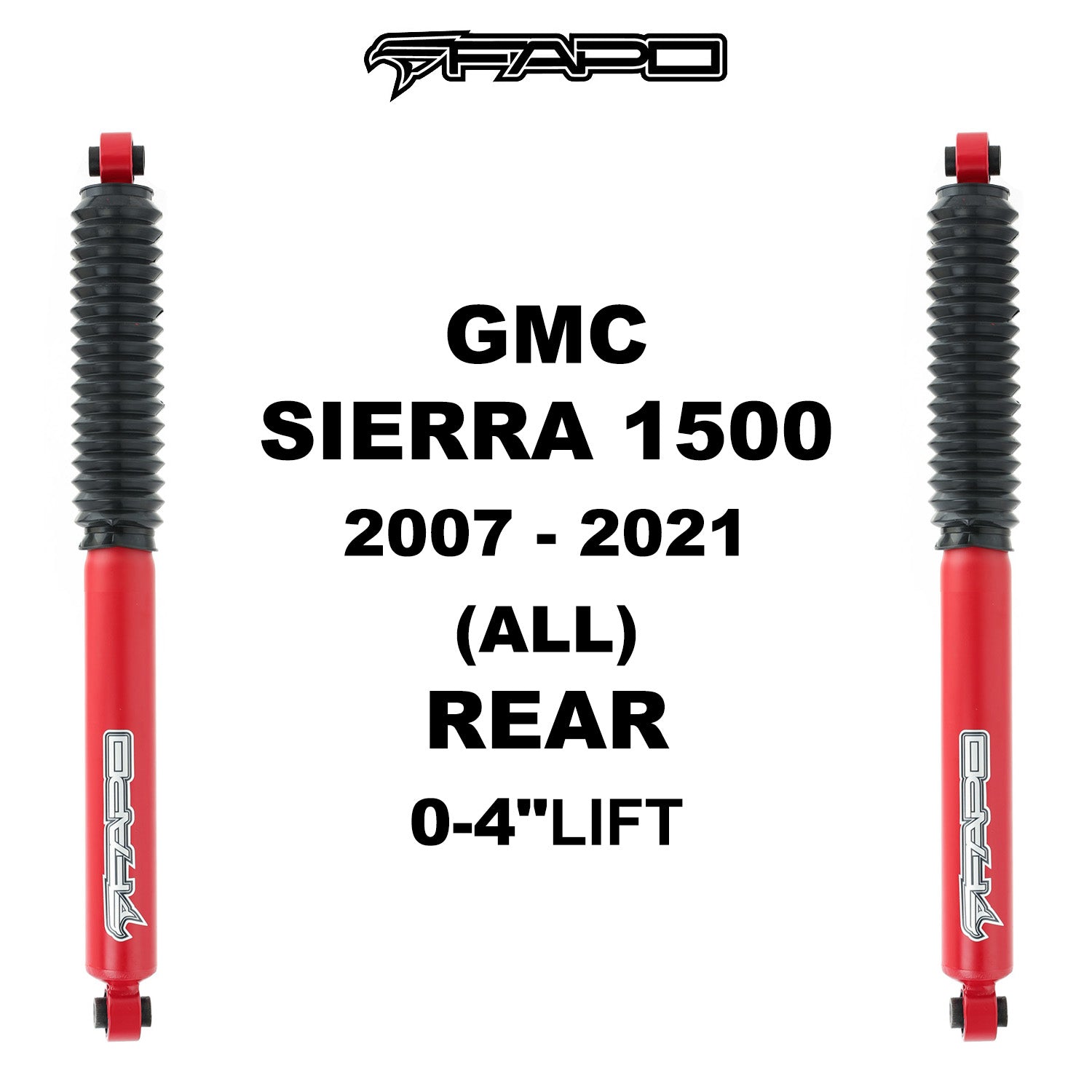 P1 Off-road Rear shock for CHEVROLET SILVERADO 1500 2007-2021 GMC SIERRA 1500 2007 - 2021 CHEVYROLET SILVERADO 1500 CLASSIC 2019-2019 GMC SIERRA 1500 CLASSIC 2019-2019 0-4" lift PA162010