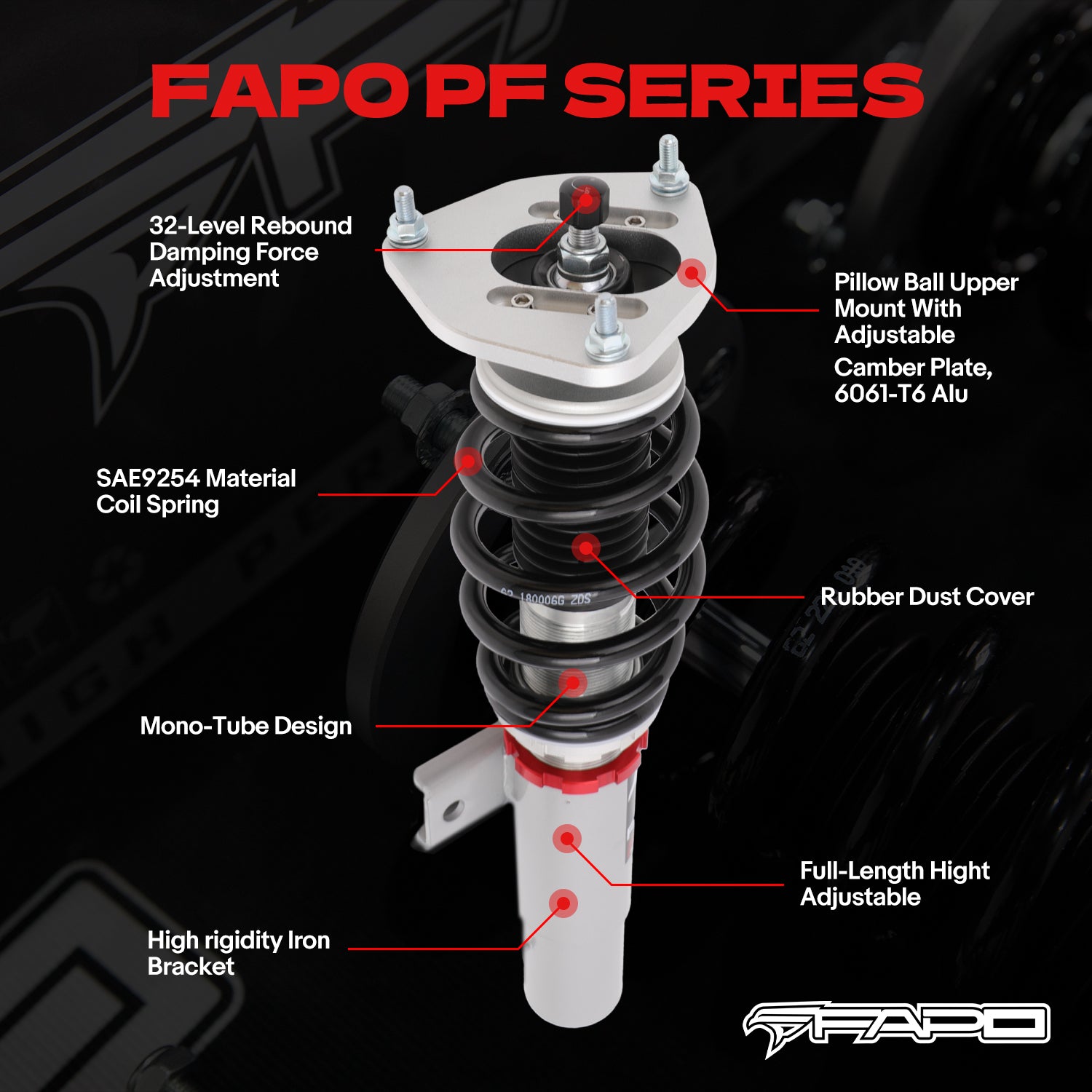 32-Level Damping Coilover for Volkswagen Jetta MK5 MK6 FWD 2006-2017 PF004120