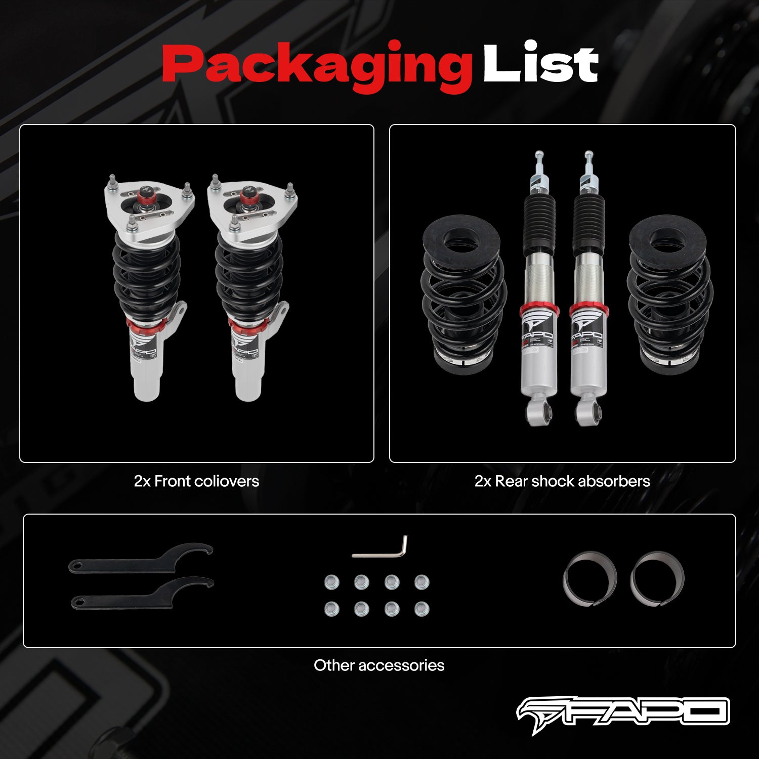 32-Way Adjustable Damping Coilover for Volkswagen Jetta MK7/A7/MQB 2019+ & Golf GTI MK7/A7/MQB 2012-2020 PF004830