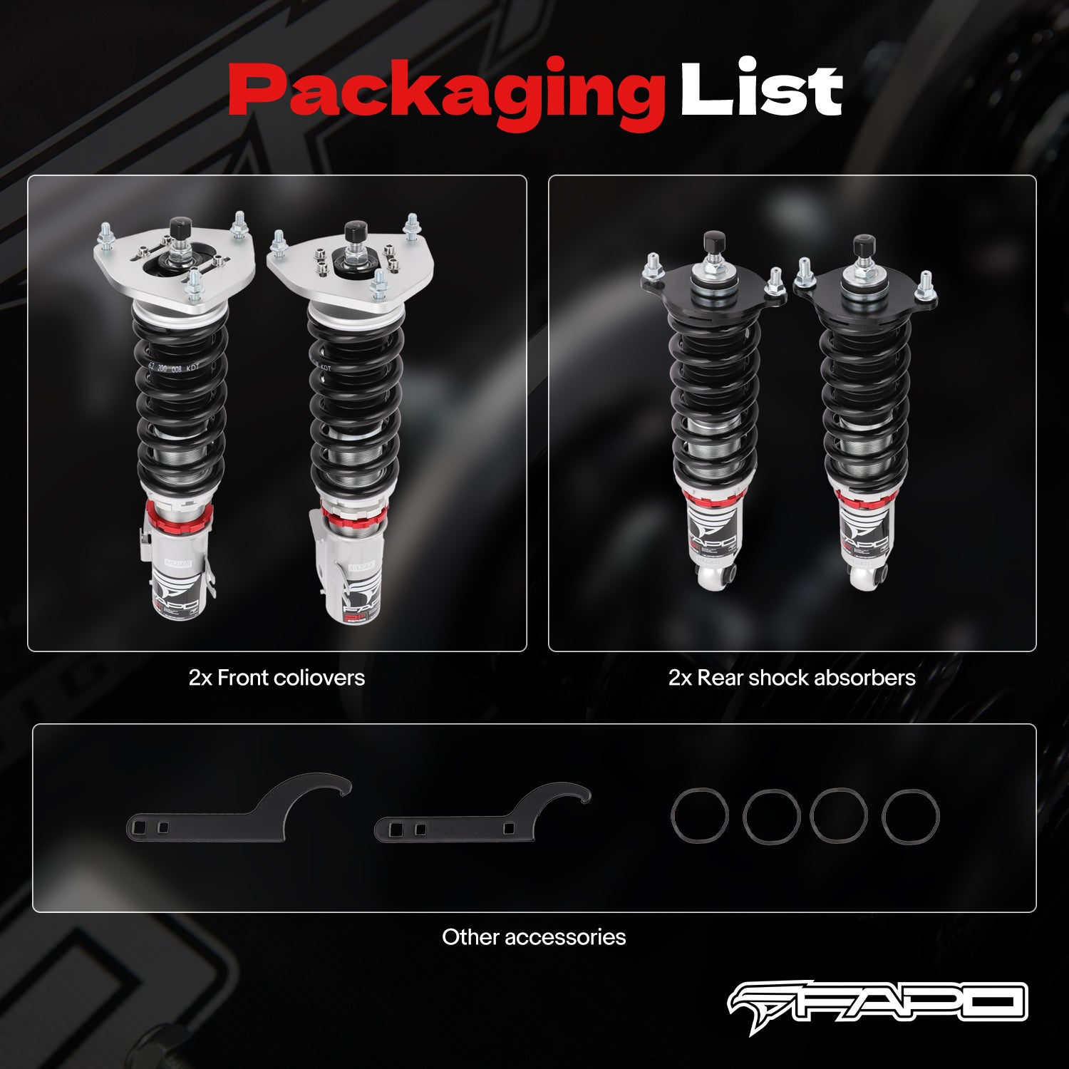 32-Level Damping Coilover for Subaru Outback 2nd Gen 2000-2004 /1998-2004 Subaru Legacy 3rd Gen BE/BH/ Baja BT 2003-2006 PF010420