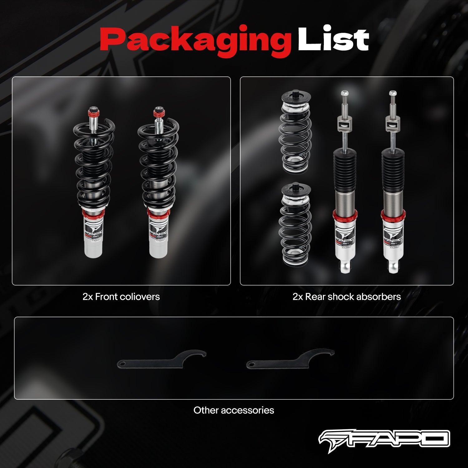 32-Way Adjustable Damping Coilover for Audi A4 4th Gen FWD B8/8K 2008-2016 & Audi A5/Sportback AWD B8 2007+ PF014330