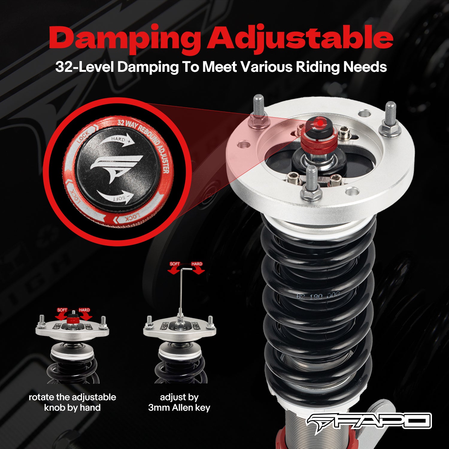 32-Level Damping Coilover for 2006-2013 BMW 3 Series 5th Gen E90/E91/E92/E93 PF006420