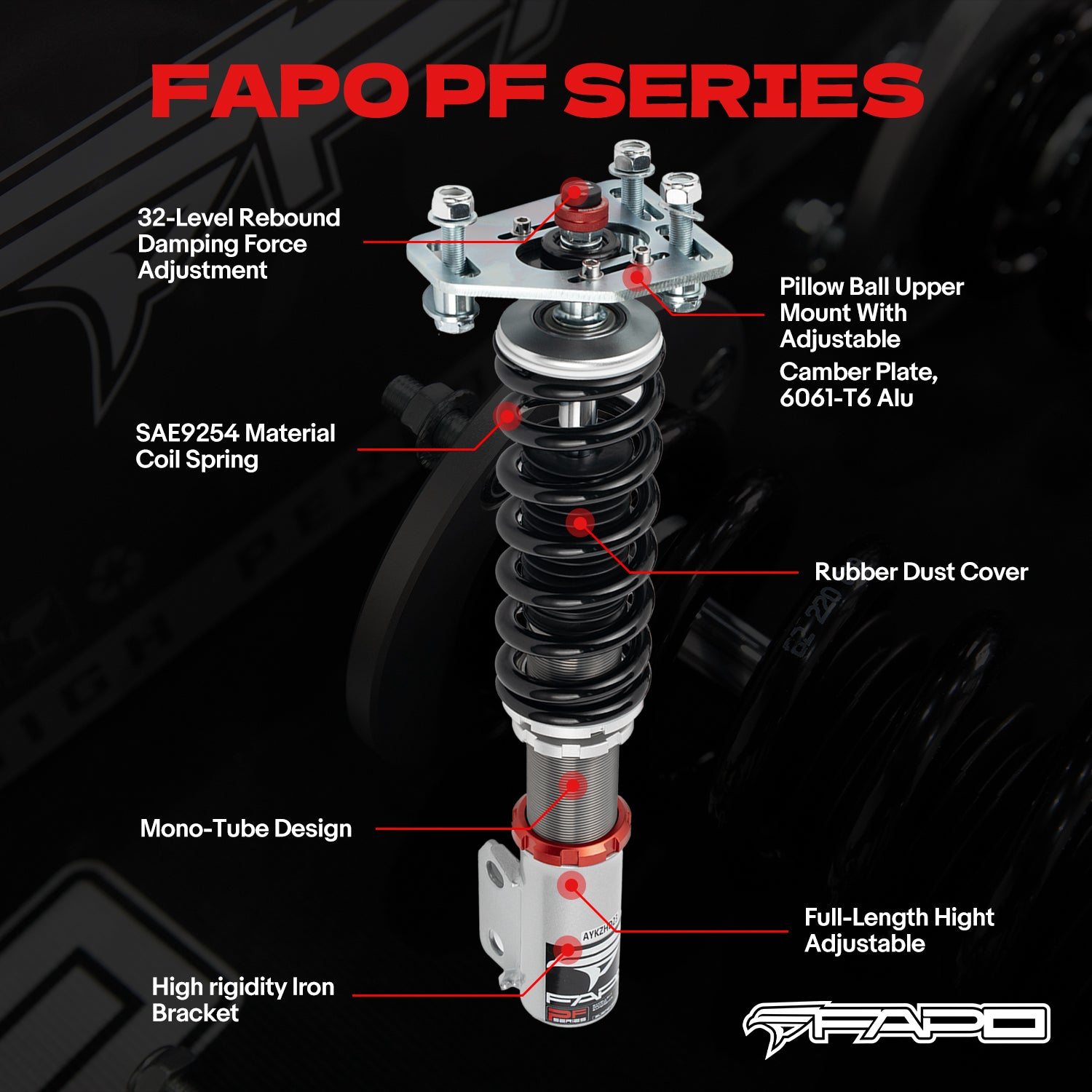 32-Level Damping Coilover for Ford Fairmont 1981-1983 & Mustang 3rd Gen 1979-1993 PF017130