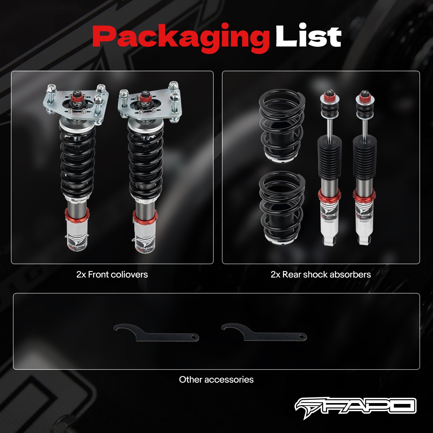 32-Level Damping Coilover for Ford Fairmont 1981-1983 & Mustang 3rd Gen 1979-1993 PF017130