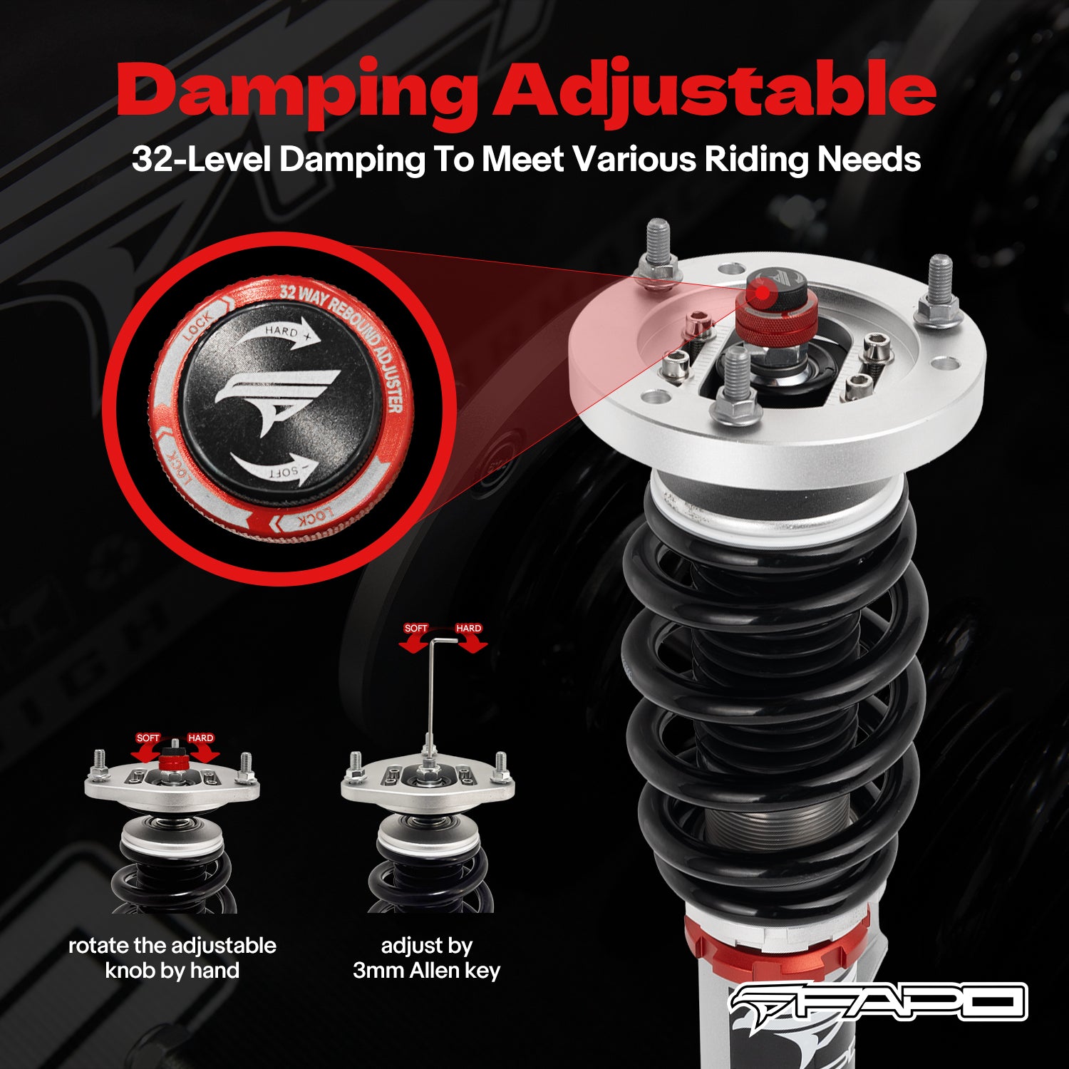 32-Way Adjustable Damping Coilover for BMW 3 Series 4th Gen (Rear Integrated) E46 (non-M) 1997-2006 PF026130