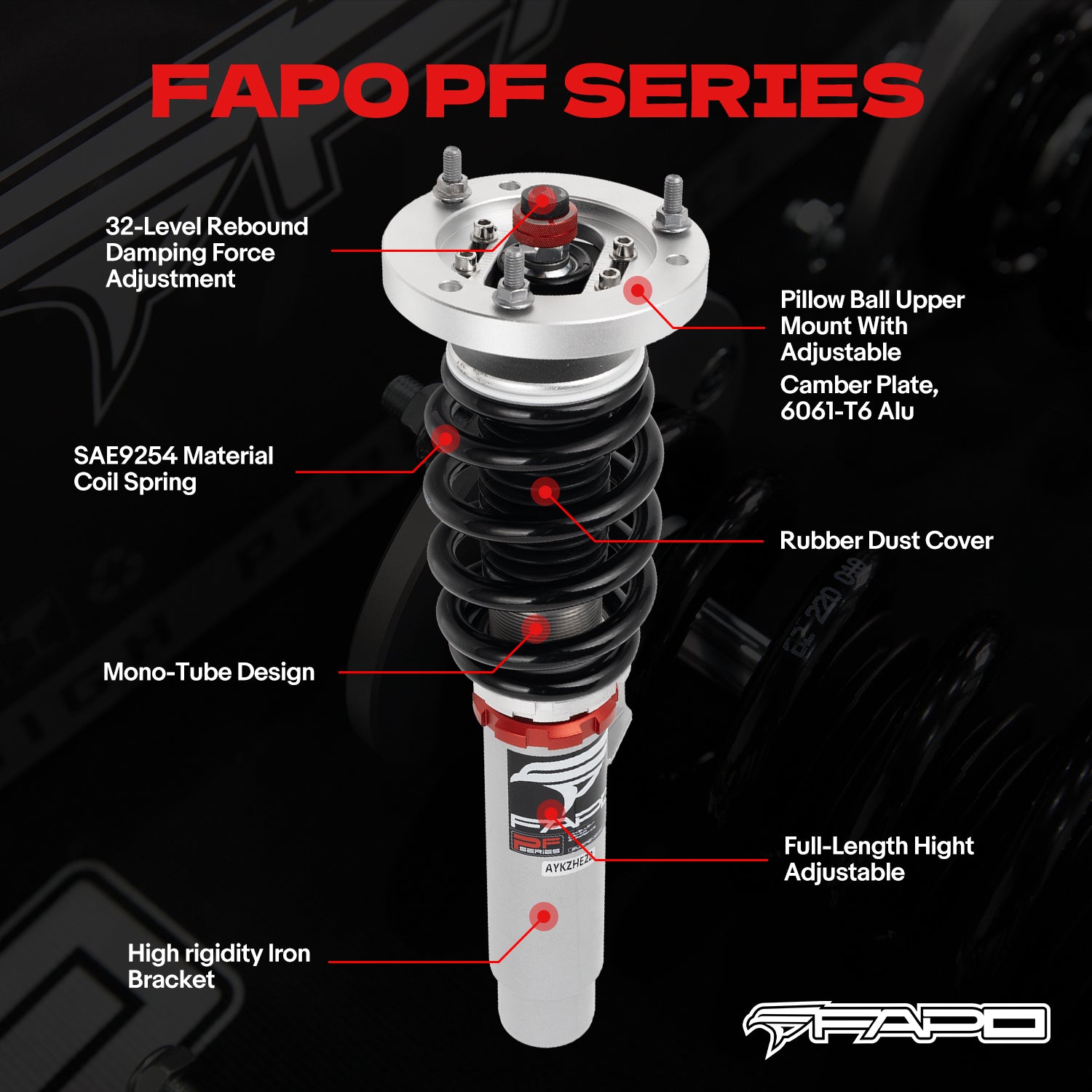 32-Way Adjustable Damping Coilover for BMW 3 Series 4th Gen (Rear Integrated) E46 (non-M) 1997-2006 PF026130