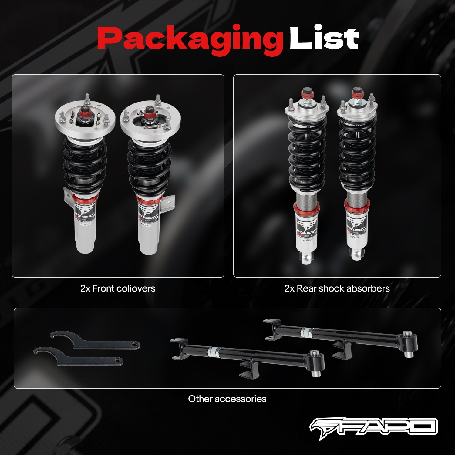 32-Way Adjustable Damping Coilover for BMW 3 Series 4th Gen (Rear Integrated) E46 (non-M) 1997-2006 PF026130