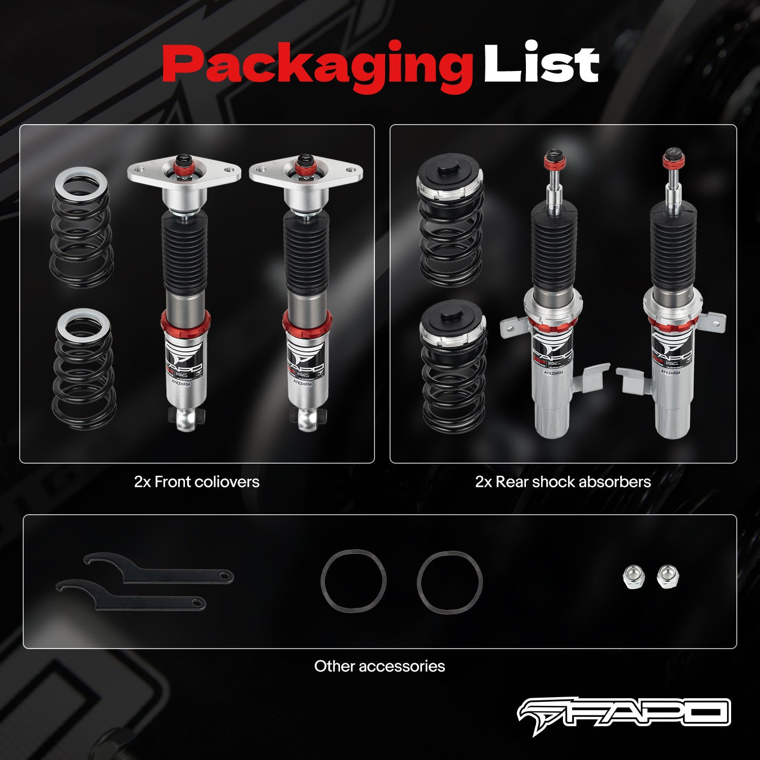32-Way Adjustable Damping Coilovers for Volvo V60 1st Gen DE 11-18 & Volvo V60 1st Gen DE 2011-2018 PF027230