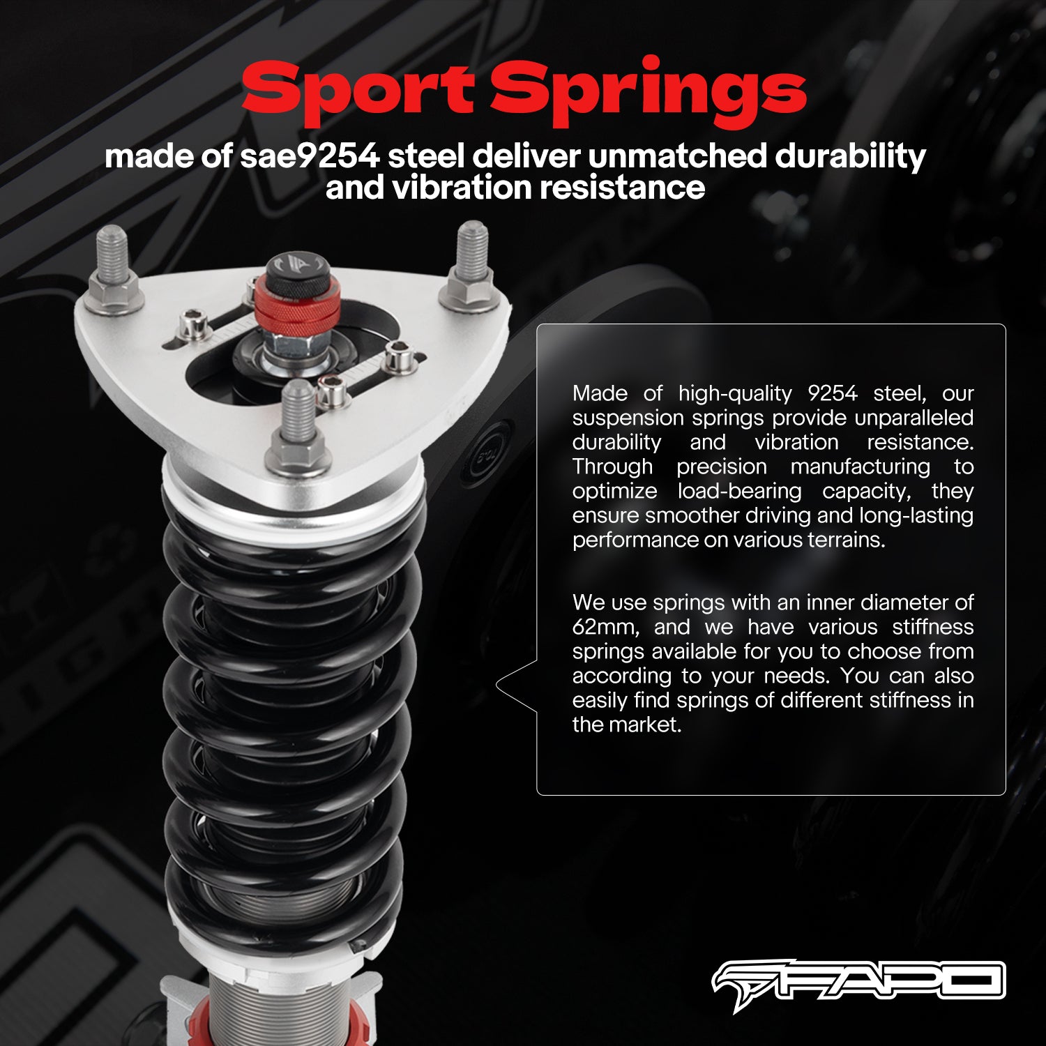 32-Way Adjustable Damping Coilover for Ford Mustang 6th Gen 2.3T/5.0L (without electronic damping) S550 2015-2023 PF027430