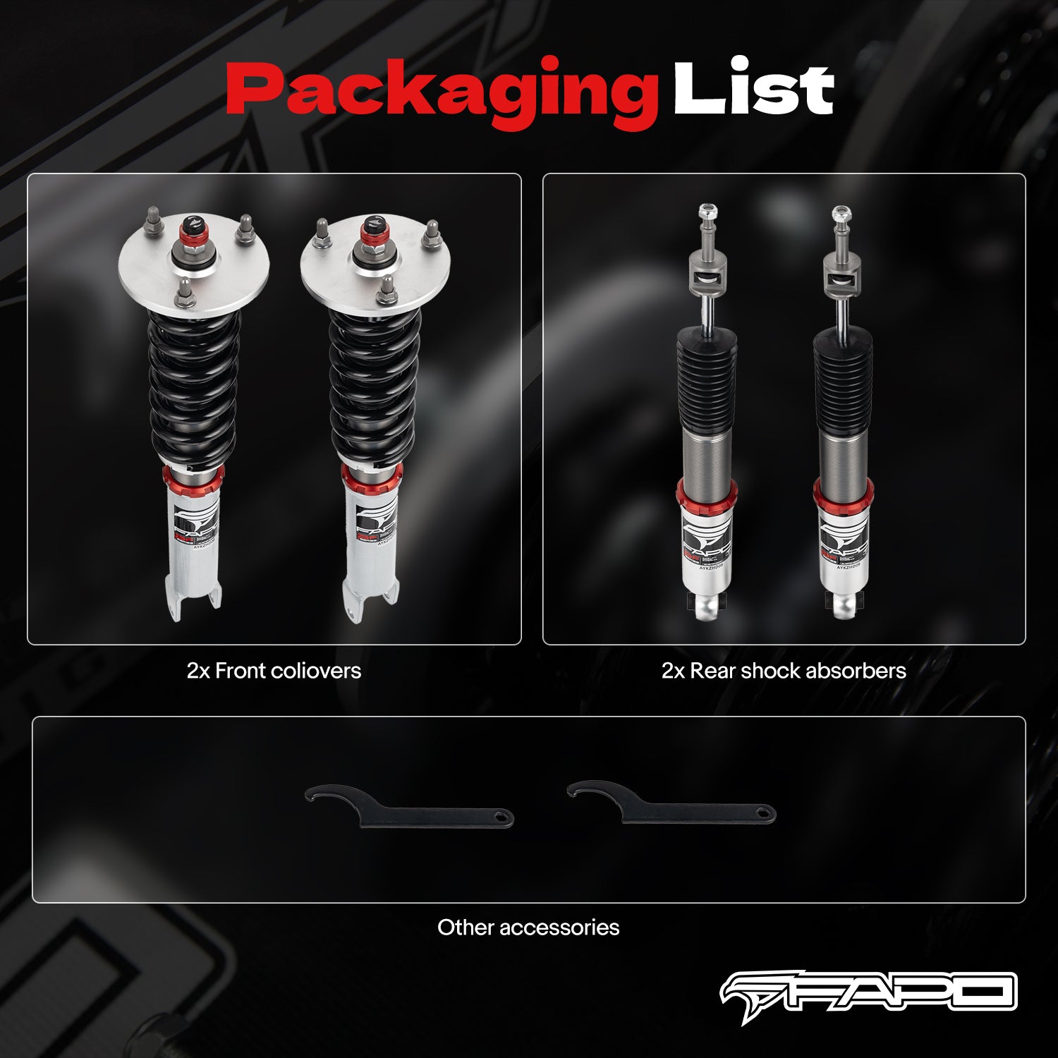 32-Way Adjustable Damping Coilover for Mercedes-Benz C-Class 4th Gen 2WD W205/S205/C205/A205 2014-2021 PF056330