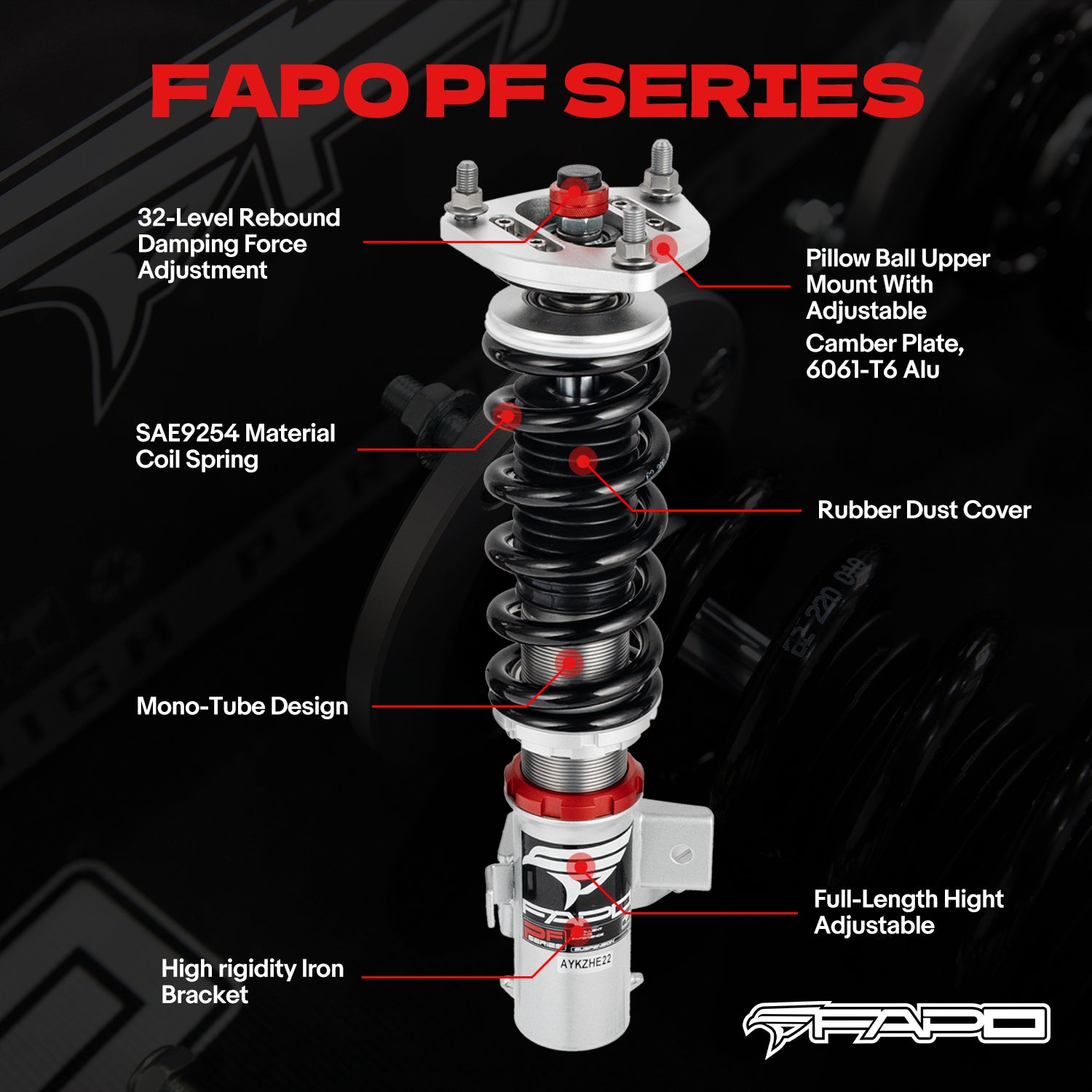 32-Level Damping Coilover for Honda Civic non-SI 9th Gen FG/FB 2012-2015 & Acura ILX DE1 2013-2015 PF102530