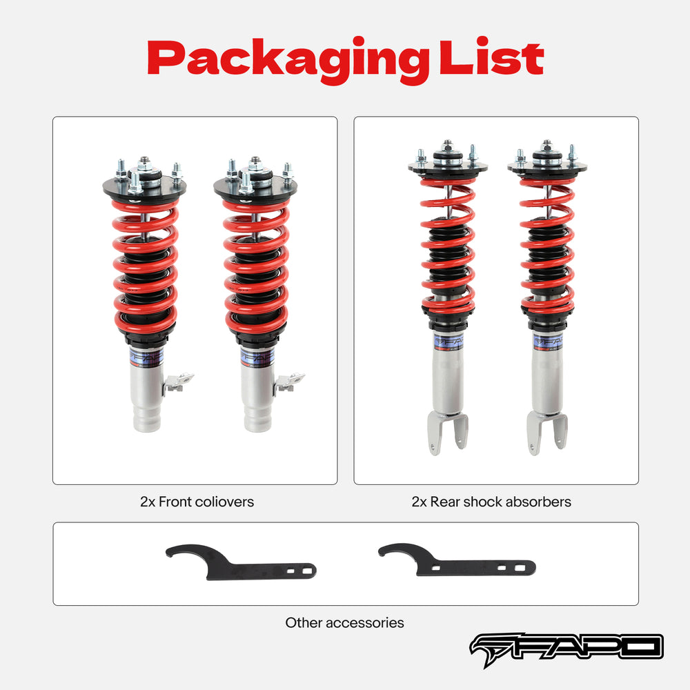 BFO Coilovers Spring Shock Kit for Honda Civic EK EK EJ 92-00 Height Adjustable BFO Coilovers Spring Shock Kit for Honda Civic EK EK EJ 92-00 Height Adjustable