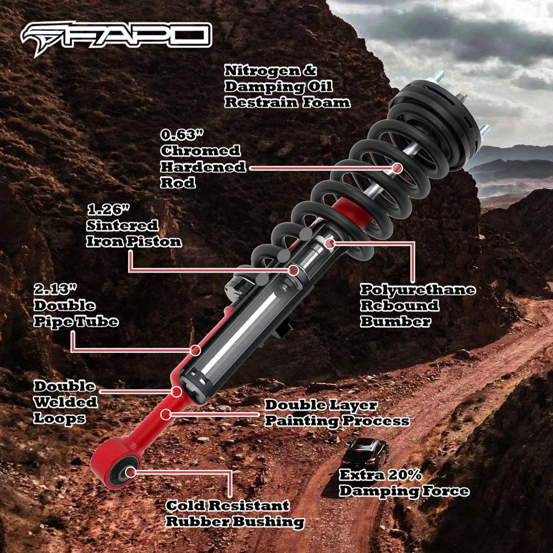 FAPO P1 Off-Road Full Set 0-2" Lift Struts For Toyota Hilux 2006-2025