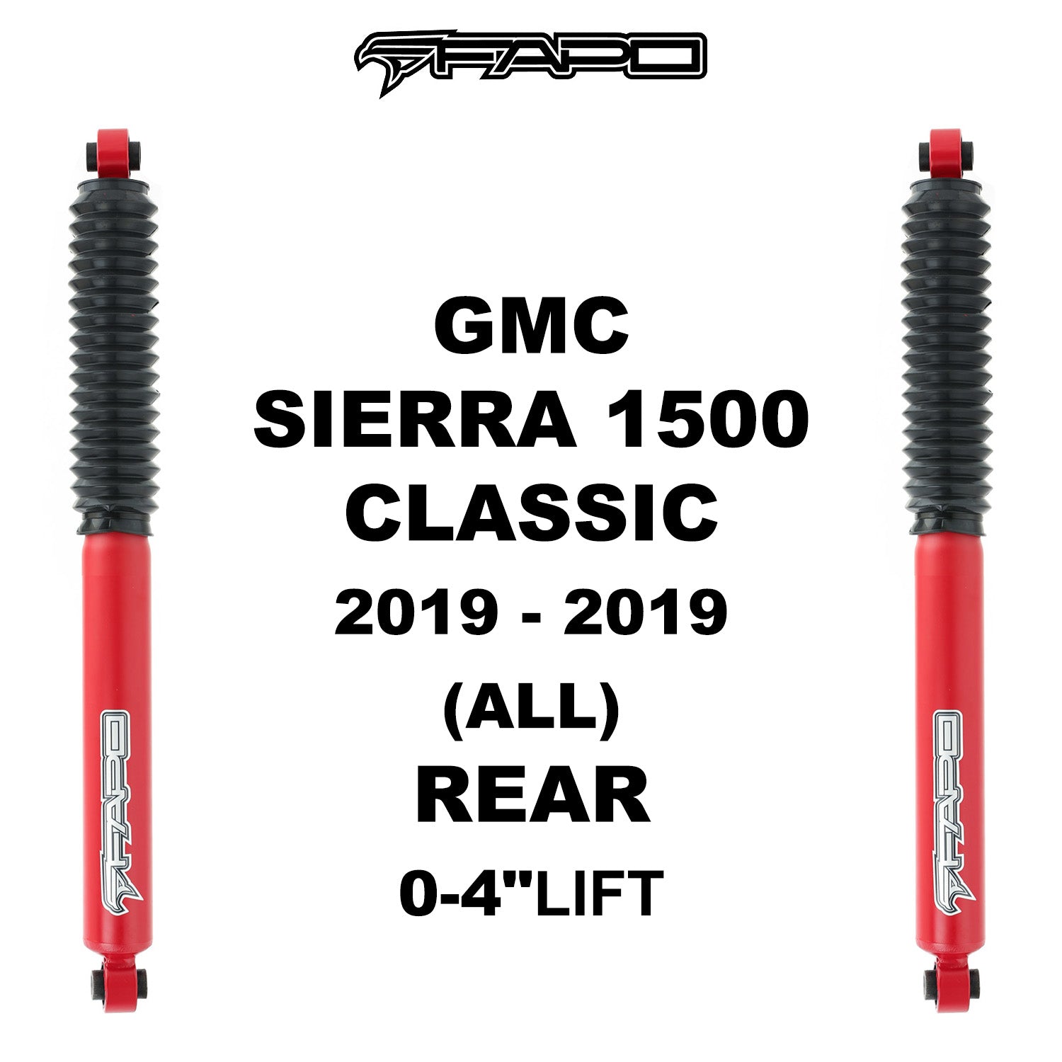 P1 Off-road Rear shock for CHEVROLET SILVERADO 1500 2007-2021 GMC SIERRA 1500 2007 - 2021 CHEVYROLET SILVERADO 1500 CLASSIC 2019-2019 GMC SIERRA 1500 CLASSIC 2019-2019 0-4" lift PA162010