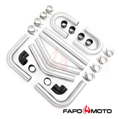 FE559210 2.5¡±  63mm Turbo Intercooler Pipe Kit Aluminum Polished Hose Clamp DIY black Universal