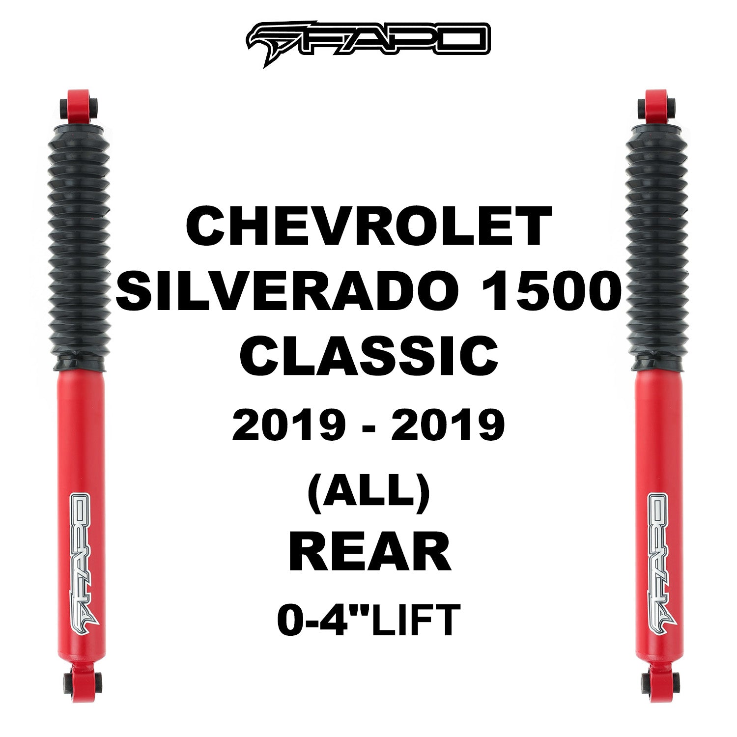 P1 Off-road Rear shock for CHEVROLET SILVERADO 1500 2007-2021 GMC SIERRA 1500 2007 - 2021 CHEVYROLET SILVERADO 1500 CLASSIC 2019-2019 GMC SIERRA 1500 CLASSIC 2019-2019 0-4" lift PA162010